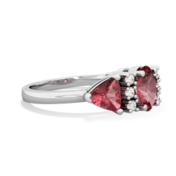 Pink Tourmaline Antique Style Three Stone 14K White Gold ring R2186