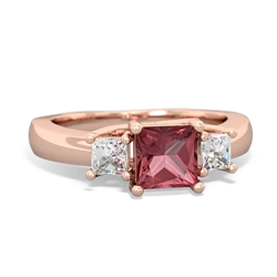 Pink Tourmaline Three Stone Trellis 14K Rose Gold ring R4015