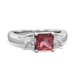 Pink Tourmaline Three Stone Trellis 14K White Gold ring R4015