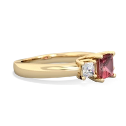 Pink Tourmaline Three Stone Trellis 14K Yellow Gold ring R4015