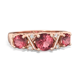 Pink Tourmaline Hugs And Kisses 14K Rose Gold ring R5016