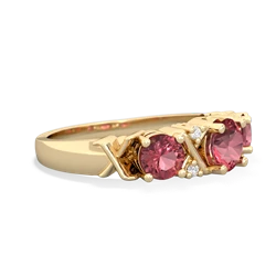 Pink Tourmaline Hugs And Kisses 14K Yellow Gold ring R5016