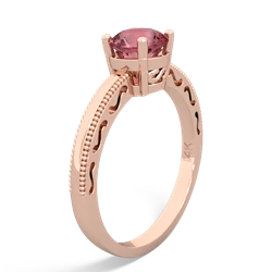 Pink Tourmaline Milgrain Filigree 14K Rose Gold ring R5090