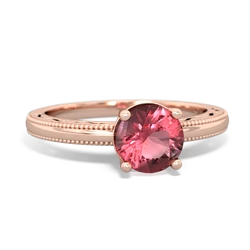 Pink Tourmaline Milgrain Filigree 14K Rose Gold ring R5090