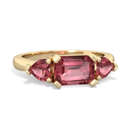 Pink Tourmaline Three Stone 14K Yellow Gold ring R5235