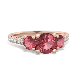 Pink Tourmaline Pave Trellis 14K Rose Gold ring R5500