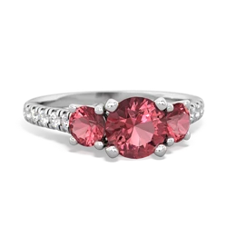 Pink Tourmaline Pave Trellis 14K White Gold ring R5500