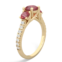 Pink Tourmaline Pave Trellis 14K Yellow Gold ring R5500