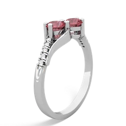 Pink Tourmaline Infinity Pave Two Stone 14K White Gold ring R5285