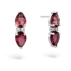 Pink Tourmaline Bowtie Drop 14K White Gold earrings E0865
