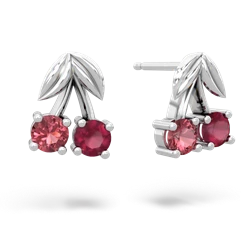 Pink Tourmaline Sweet Cherries 14K White Gold earrings E7001