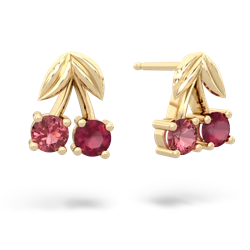 Pink Tourmaline Sweet Cherries 14K Yellow Gold earrings E7001