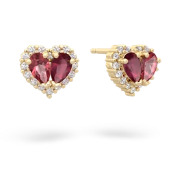 Pink Tourmaline Halo 14K Yellow Gold earrings E7008