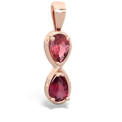 Pink Tourmaline Infinity 14K Rose Gold pendant P5050