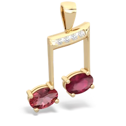 Pink Tourmaline Color Of Music 14K Yellow Gold pendant P3334