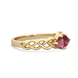 Pink Tourmaline Heart To Heart Braid 14K Yellow Gold ring R5870