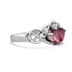 Pink Tourmaline 'One Heart' Celtic Knot Claddagh 14K White Gold ring R5322