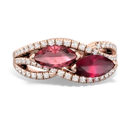 Pink Tourmaline Diamond Rivers 14K Rose Gold ring R3070