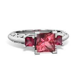 Pink Tourmaline Eternal Embrace Engagement 14K White Gold ring C2001