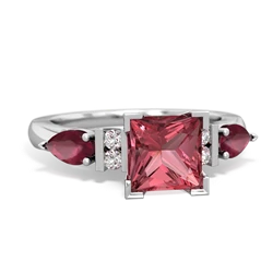 Pink Tourmaline 6Mm Princess Eternal Embrace Engagement 14K White Gold ring C2002