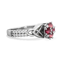 Pink Tourmaline Celtic Knot Cluster Engagement 14K White Gold ring R26443RD