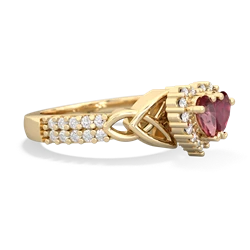 Pink Tourmaline Celtic Knot Two Hearts As One 14K Yellow Gold ring R2644HRT
