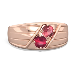 Pink Tourmaline Men's Streamline 14K Rose Gold ring R0460