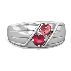 Pink Tourmaline Men's Streamline 14K White Gold ring R0460