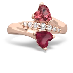 Pink Tourmaline Heart To Heart 14K Rose Gold ring R2064