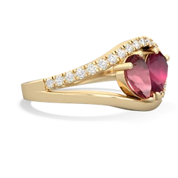 Pink Tourmaline Nestled Heart Keepsake 14K Yellow Gold ring R5650