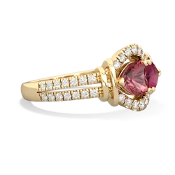 Pink Tourmaline Art-Deco Keepsake 14K Yellow Gold ring R5630