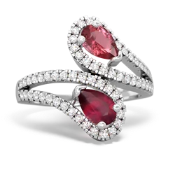 Pink Tourmaline Diamond Dazzler 14K White Gold ring R3000