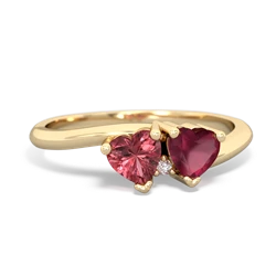 Pink Tourmaline Sweethearts 14K Yellow Gold ring R5260