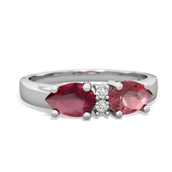 Pink Tourmaline Pear Bowtie 14K White Gold ring R0865