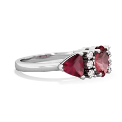 Pink Tourmaline Antique Style Three Stone 14K White Gold ring R2186