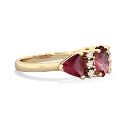 Pink Tourmaline Antique Style Three Stone 14K Yellow Gold ring R2186