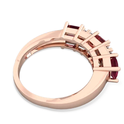 Pink Tourmaline Three Stone Diamond Cluster 14K Rose Gold ring R2592