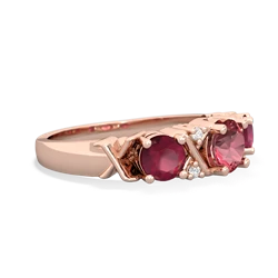 Pink Tourmaline Hugs And Kisses 14K Rose Gold ring R5016