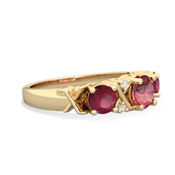 Pink Tourmaline Hugs And Kisses 14K Yellow Gold ring R5016