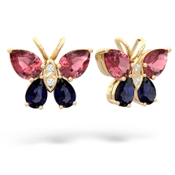 Pink Tourmaline Butterfly 14K Yellow Gold earrings E2215