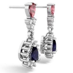 Pink Tourmaline Halo Pear Dangle 14K White Gold earrings E1882