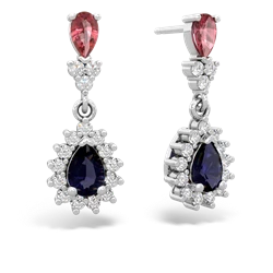 Pink Tourmaline Halo Pear Dangle 14K White Gold earrings E1882