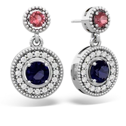 Pink Tourmaline Halo Dangle 14K White Gold earrings E5319