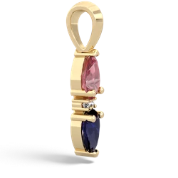 Pink Tourmaline Bowtie Drop 14K Yellow Gold pendant P0865