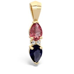 Pink Tourmaline Bowtie Drop 14K Yellow Gold pendant P0865