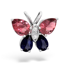 Pink Tourmaline Butterfly 14K White Gold pendant P2215