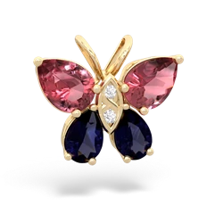 Pink Tourmaline Butterfly 14K Yellow Gold pendant P2215