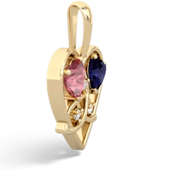 Pink Tourmaline Celtic Trinity Heart 14K Yellow Gold pendant P5331