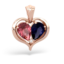 Pink Tourmaline Two Become One 14K Rose Gold pendant P5330