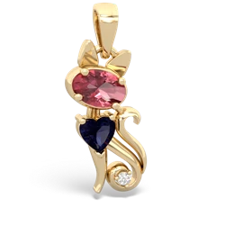 Pink Tourmaline Kitten 14K Yellow Gold pendant P5780